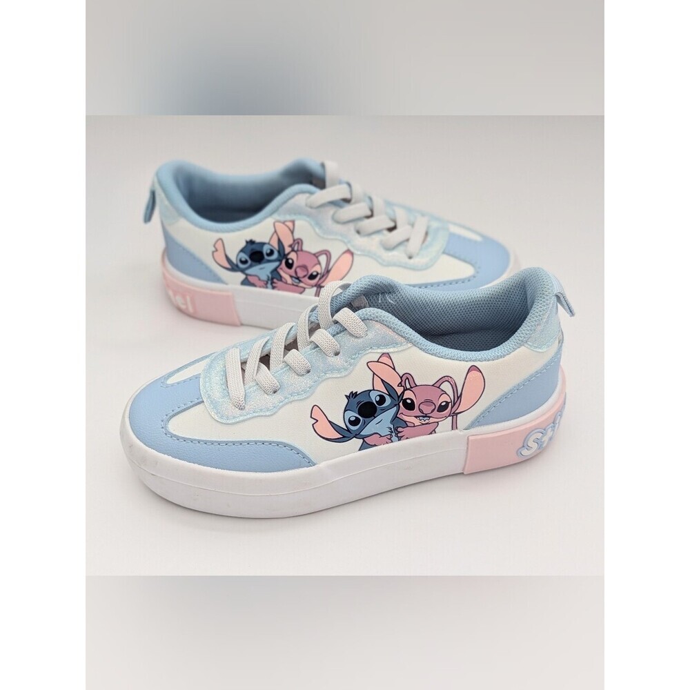 NWT Kids' (Size 10) Lilo & Stitch Pastel Blue Pink w/Glitter Slip-On Sneakers